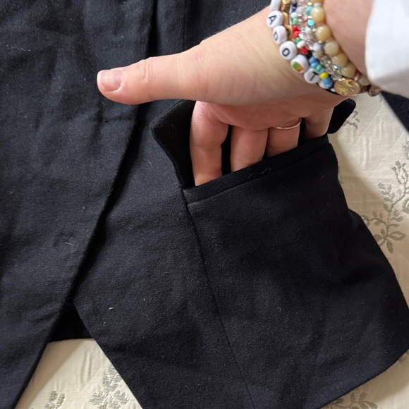 VIVIENNE VIVIENNE TAM Black Funky Wool Blazer Metallic Sequins Nehru Collar Sz 8 - Picture 4 of 8